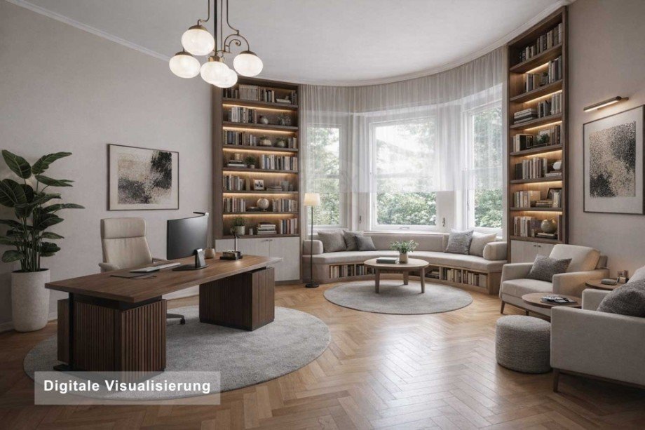 5.-Digitale-Visualisierung--B�ro,-Bibliothek Einfamilienhaus Bad Homburg vor der H�he