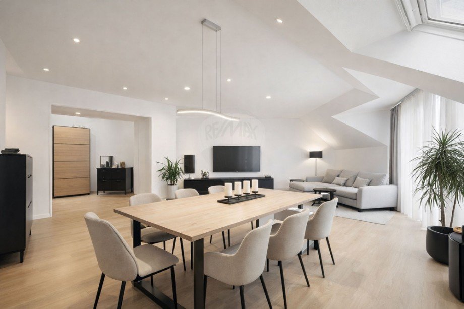 Digital-Staging-Wohnzimmer Dachgeschosswohnung Bad Homburg vor der H�he / Kirdorf