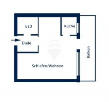 Grundriss Licht - Lage - Lebensqualit�t
ger�umiges 1-Zimmer-Apartment
mit sonnigem Balkon
- ruhig  & zentral -
